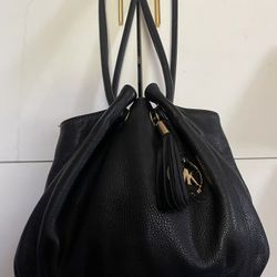 Michael Kors Medium East West Leather Ring Tote Bag black