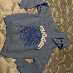 Sky Blue Sp5der Hoodie Size Small With Sticker And Real Tag