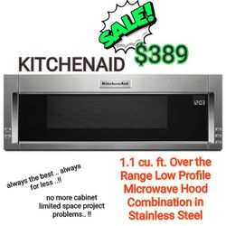 1.1 cu. ft. Over the Range Low Profile Microwave Hood Combination in Stainless Steel

By KitchenAid