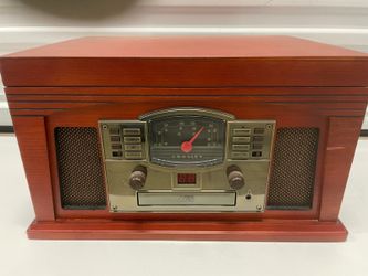 Crosley CR246-PA Director CD Recorder Turntable AM/FM Radio Cassette Paprika