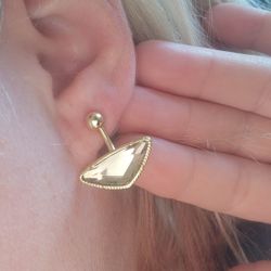 Gold Triangle Gem Earrings