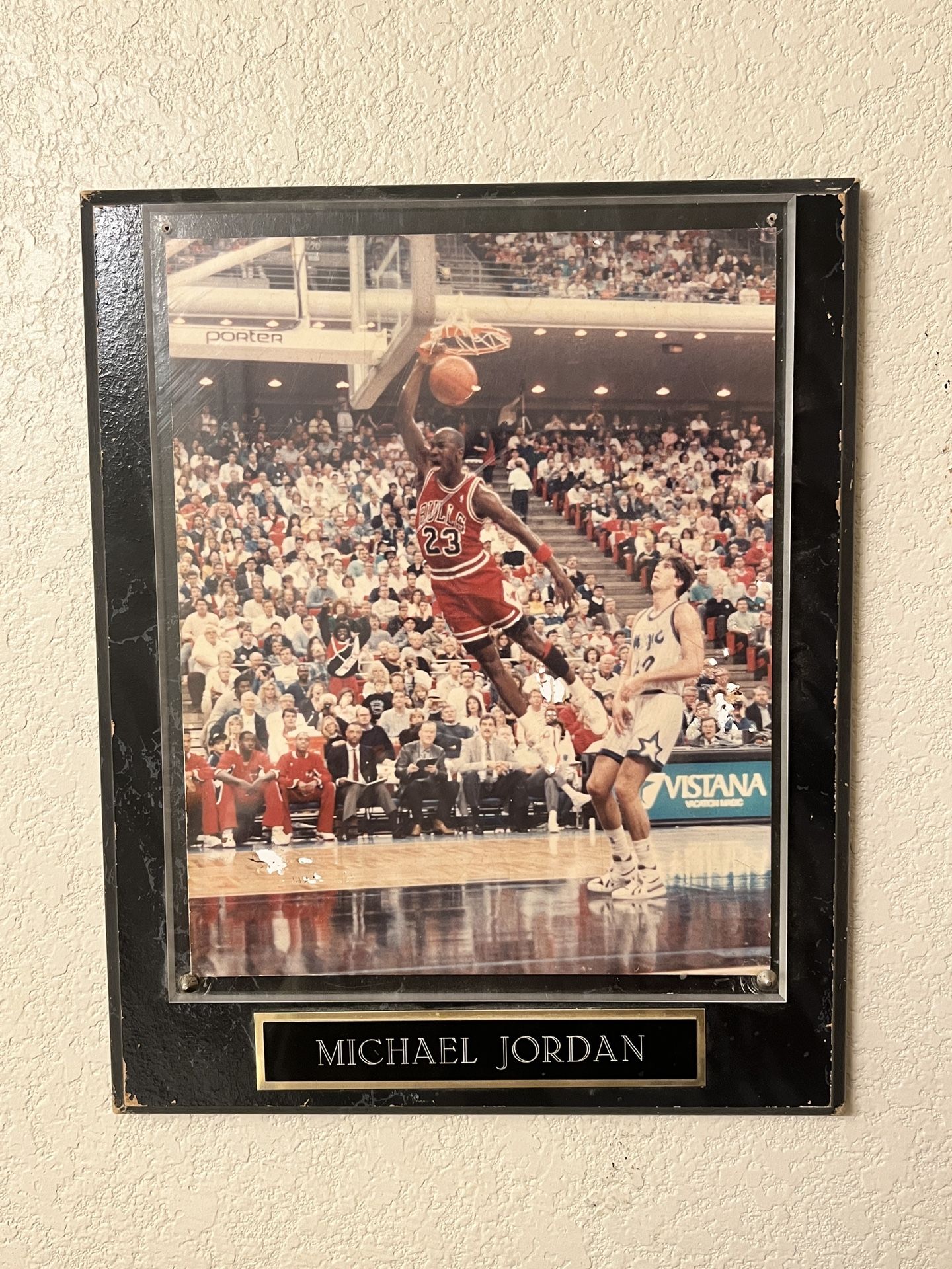 VINTAGE 8x10 Print MICHAEL JORDAN Slam Dunk Plaque - Chicago Bulls - NBA - HOF