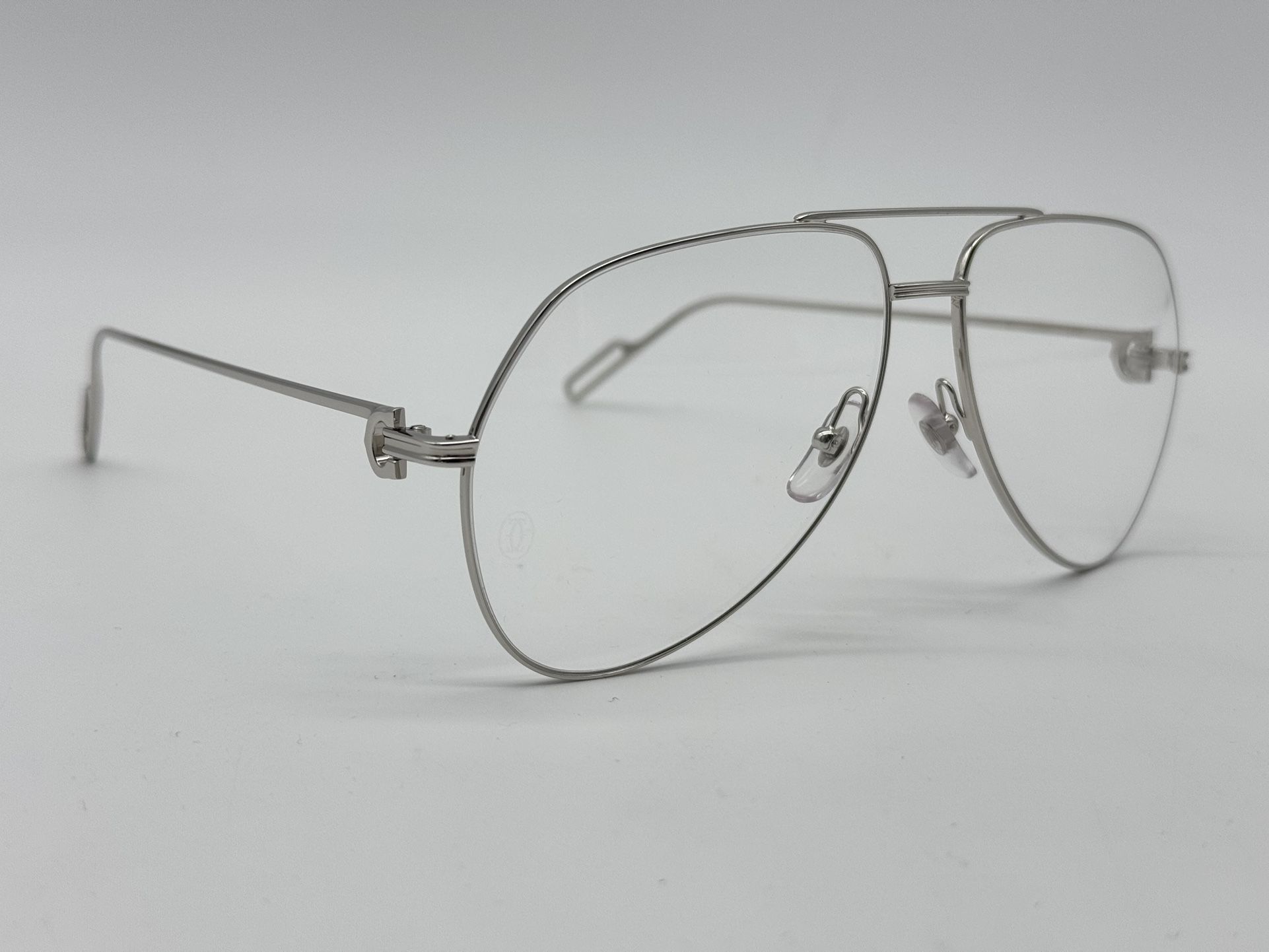 PREMIERE C DE CARTIER PILOT SHAPE SLVR EYEGLASSES CT0116O NEW 100% GENUINE $1425