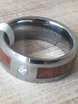 8mm Tungsten Couarbide Red Wood Men's ring size9