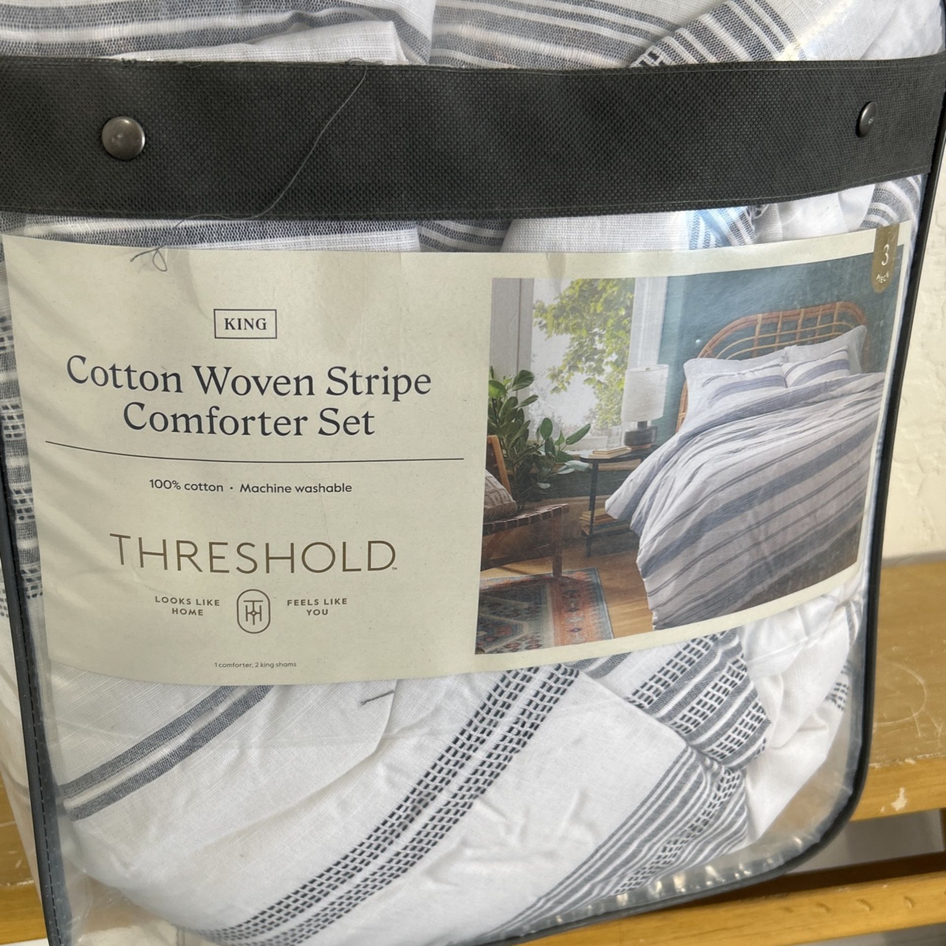 King Cotton Woven Stripe Conforter Set,All Products : American Fashion Style Bags On Sale