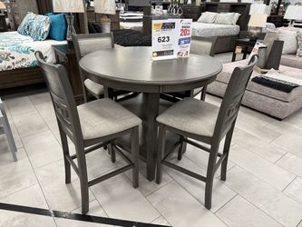 5PC Counter Height Dining Set - Table, 2 Chairs & 2 Barstools