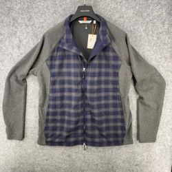 Peter Millar Performance Flannel Gray Blue Plaid Men's Coat Jacket Size XL $250