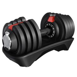 Adjustable Dumbbells Fast Adjust Dumbbell Weight Set with Anti-Slip Handle and Tray for Men/Women Home Gym Strength Training Equipment Single