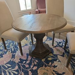 Wood Pedestal Table and 4 Chairs