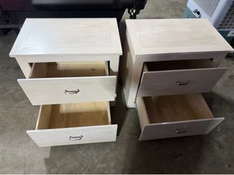 Nightstands set of 2 white wash stain matte finish
