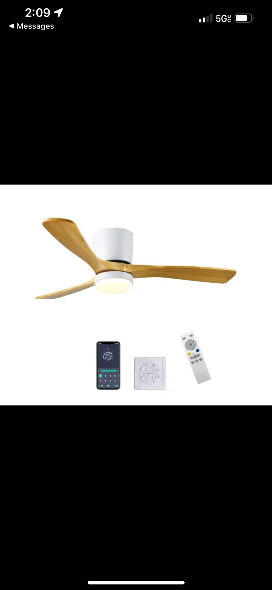 42" Indoor/Outdoor White Modern Flush Mount LED Ceiling Fan w/APP, Wall & Remote