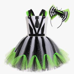 Girls Black and White Striped Tutu Costume - Size 4-5 Y