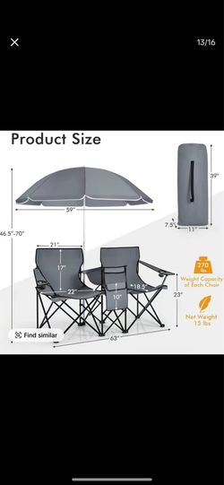 Double Beach Chair with Cooler and Umbrella