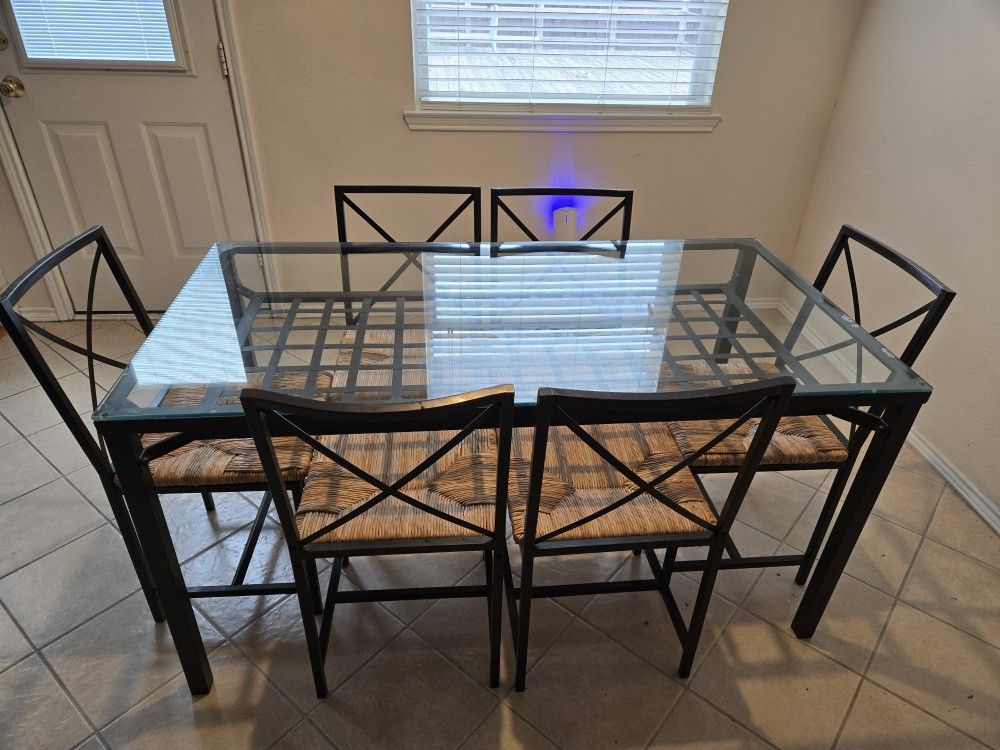 Glass Dining Table - Six Chairs