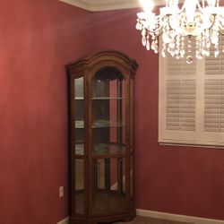 Oak Corner Curio Cabinet 