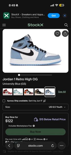 Air Jordan 1’s University Blue 5Y