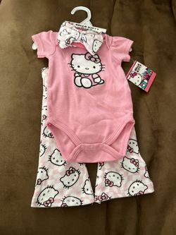 Hello Kitty New, Still Has Tags, Complete With Onesie, Pants & Matching Headband, 0-6 Months, 15$ OBO