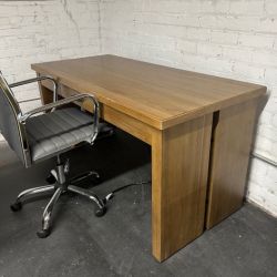 Delivery available wood desk and chair