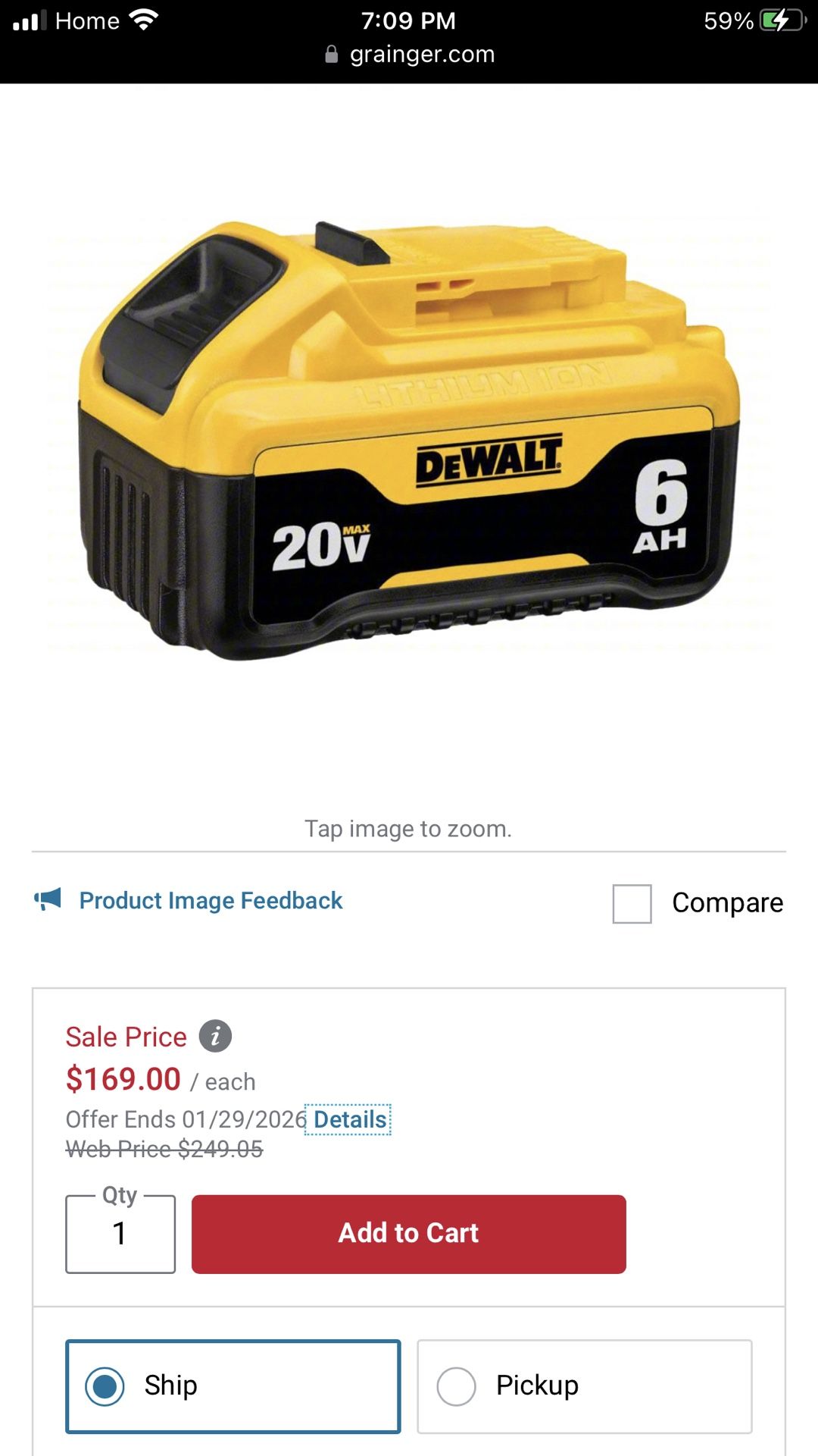 DEWALT 20V 6AH BATTERY