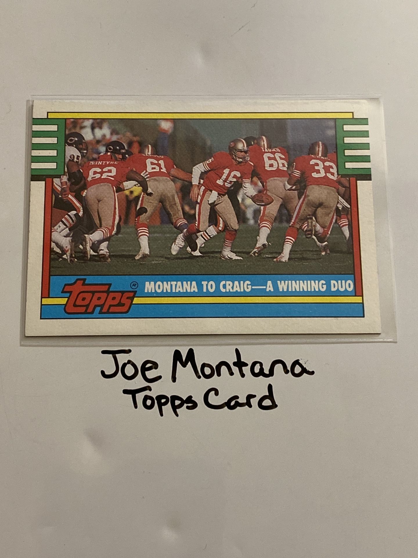 Joe Montana San Francisco 49ers Hall of Fame QB Topps Card. 