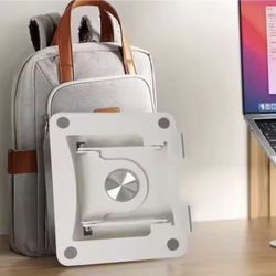SYEDA Metal White Laptop Stand - 360 Rotating, Adjustable Height