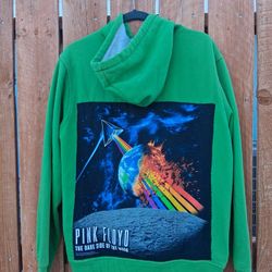 Green Hoodie With Pink Floyd Back Patch 