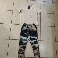 Mens Tie Dye Cross Embroidered Set