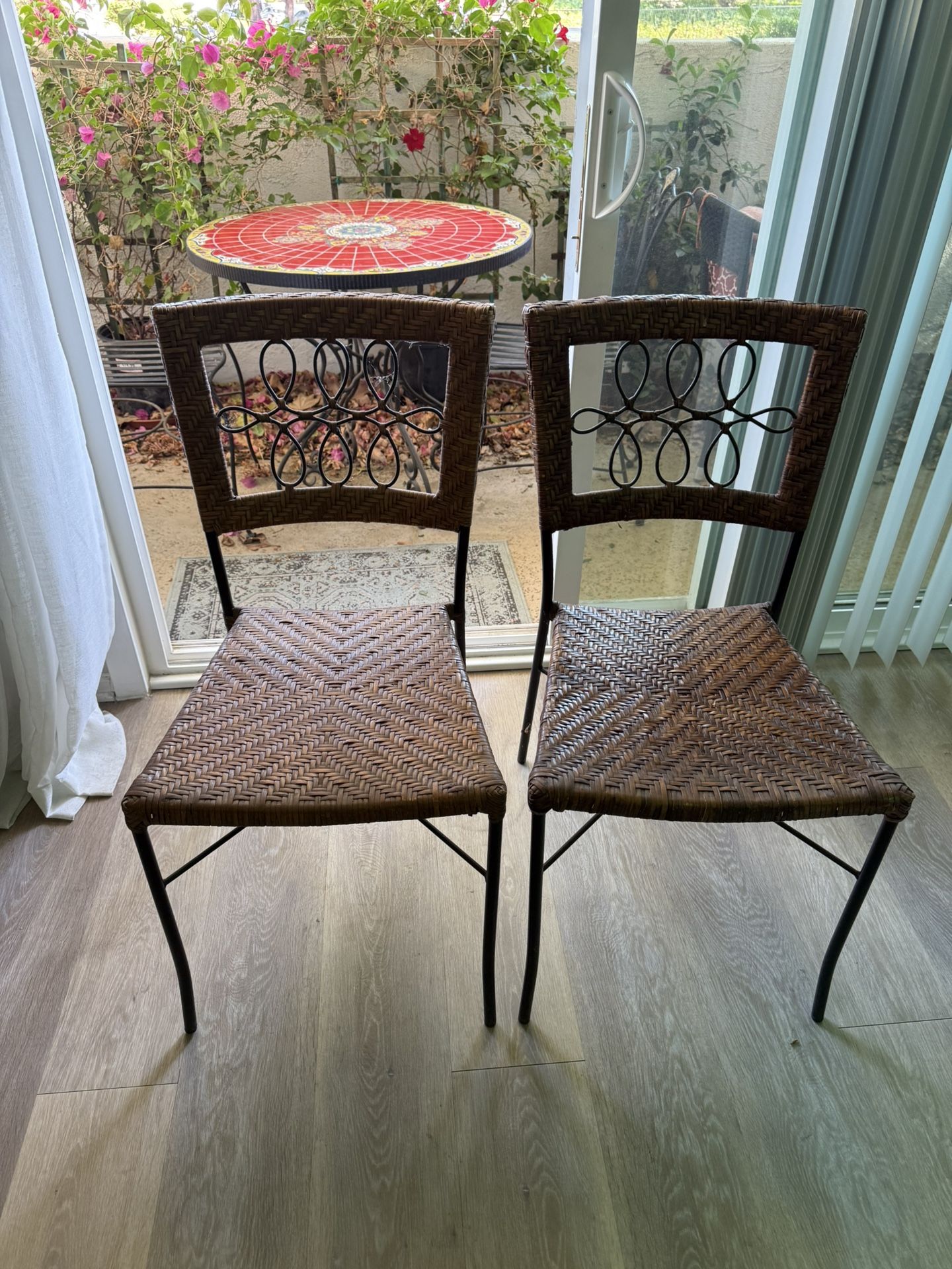 Patio Wicker And Wrought Iron Chairs Set Of 2