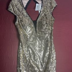 Entry Gold And  Black Mini Skirt 