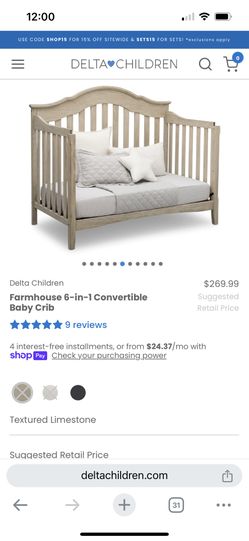 Delta Children Farmhouse 6in1 Infant Crib Baby Toddler Bed