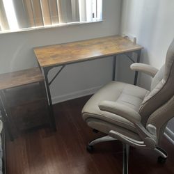 Desk, Chair, And Nightstand Combo
