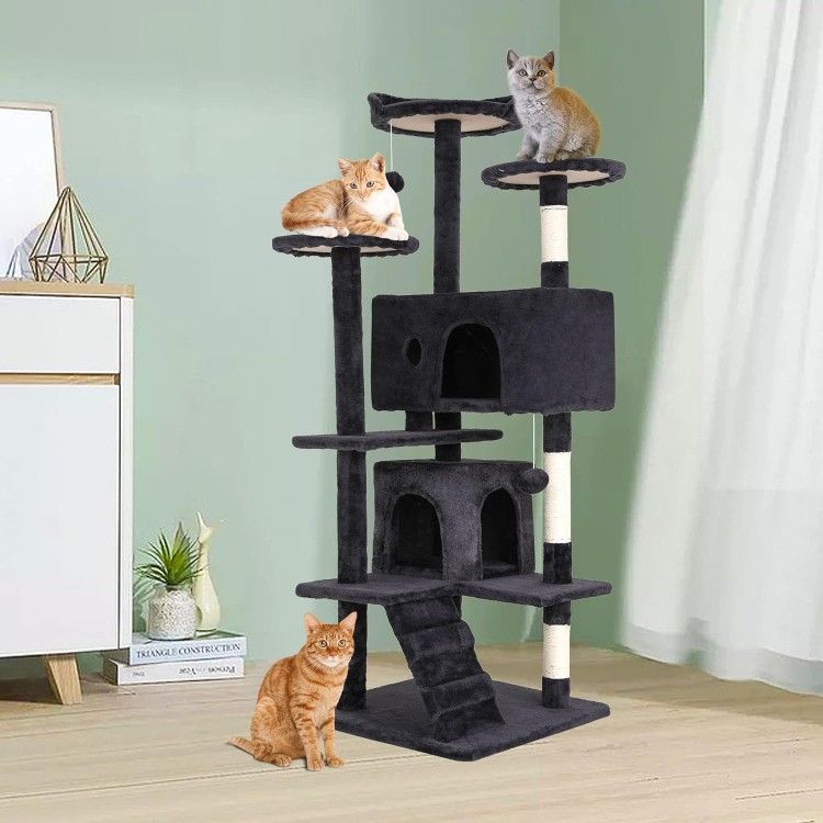 Large Multi Level Cat Pet Play House Condo Scratching Posts Activity Center Furniture Tree Tower Kittens Indoor Cats