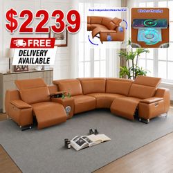 Modern living room reclining sectional couch