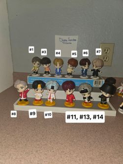 Tiny Tan 2/$5
1. RM, 3. Suga, 4. j-hope, 5. Jimin, 6. V
7. Jung Kook, 8. RM, 9. Jin, 10. Suga, 
11. J-Hope, 13. V, 14. Jung Kook
Pick up in Harlingen,