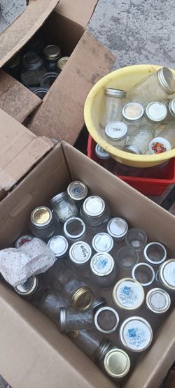 Assortment of about sixty mason jars