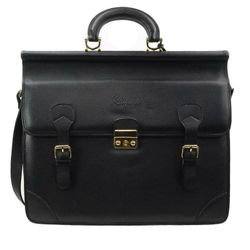 NEW KAYUKO Briefcase Attache Lawyer Bag Crossbody Black Cowhide Grainy