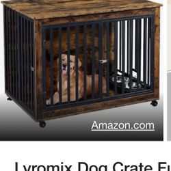 **Reduced.!!*”Lyromix” Dark Wood & Metal Furniture Style Dog Crate NEW