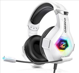 Ozeino Gaming Headset for PC, Ps4, Ps5, Xbox Headset with 7.1 Surround Sound Gaming Headphones with Noise Canceling Mic, LED Light Over Ear Headphones