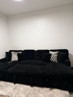 Large Black Corduroy Sectional