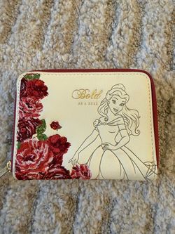 Loungefly Disney Princess Belle Bold As A Rose Embroidered Zip Around Wallet