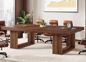 YS0376AB Meeting Table with 2 Cable Grommet, Seminar Boardroom Podcast Tables - Walnut