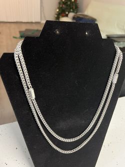 4mm Silver Franco Chain w/ Moissanite Clasp