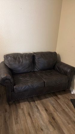 Brown leather couch
