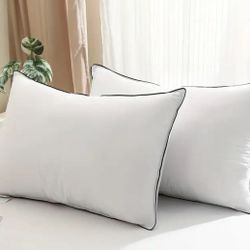 SET OF TWO Hotel Style Microfiber Down-Alternative Queen Size Pillows - NEW & UNOPENED