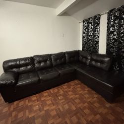 Amazing Black Faux Leather Couch 