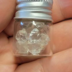 Herkimer Diamond Crystal Bundle In A Glass Jar 