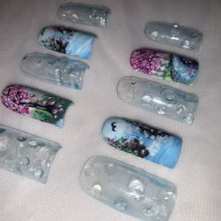 Cherry Blossom Waterfalls Press On Nails