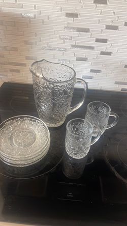 Princess house pitcher a plates glasses