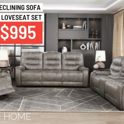 Reclining Sofa & Loveseat + FREE Delivery ( Modern Home Furniture) 