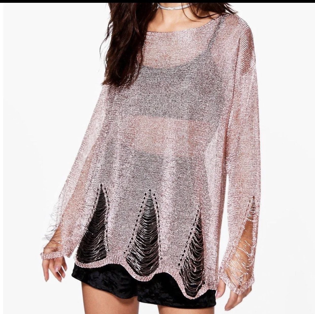 Distressed Metallic Top 